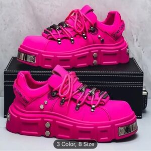 Vibrant Pink Platform Sneakers